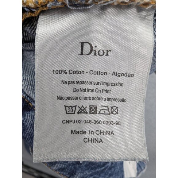 Dior Jeans Mens 31 Blue Distressed Slim Fit Embroidered Logo Denim Designer - Picture 16 of 16